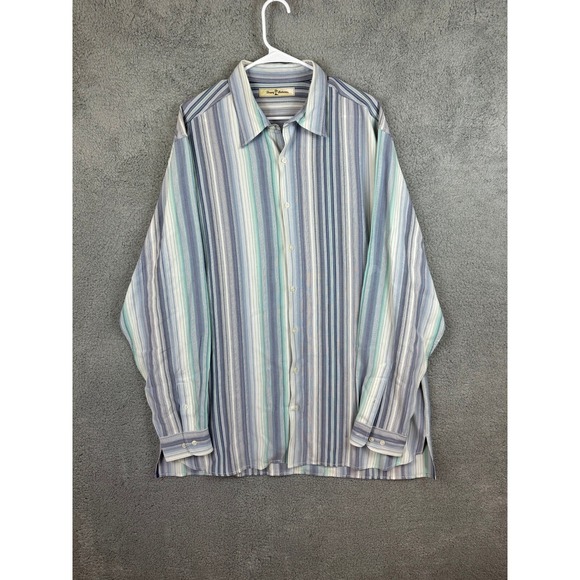Tommy Bahama Shirt Men's XLT Extra Large Tall Striped Long Sleeve Button Up - Picture 4 of 14